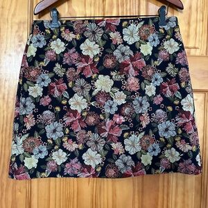 Loft black floral brocade miniskirt. Size 12p